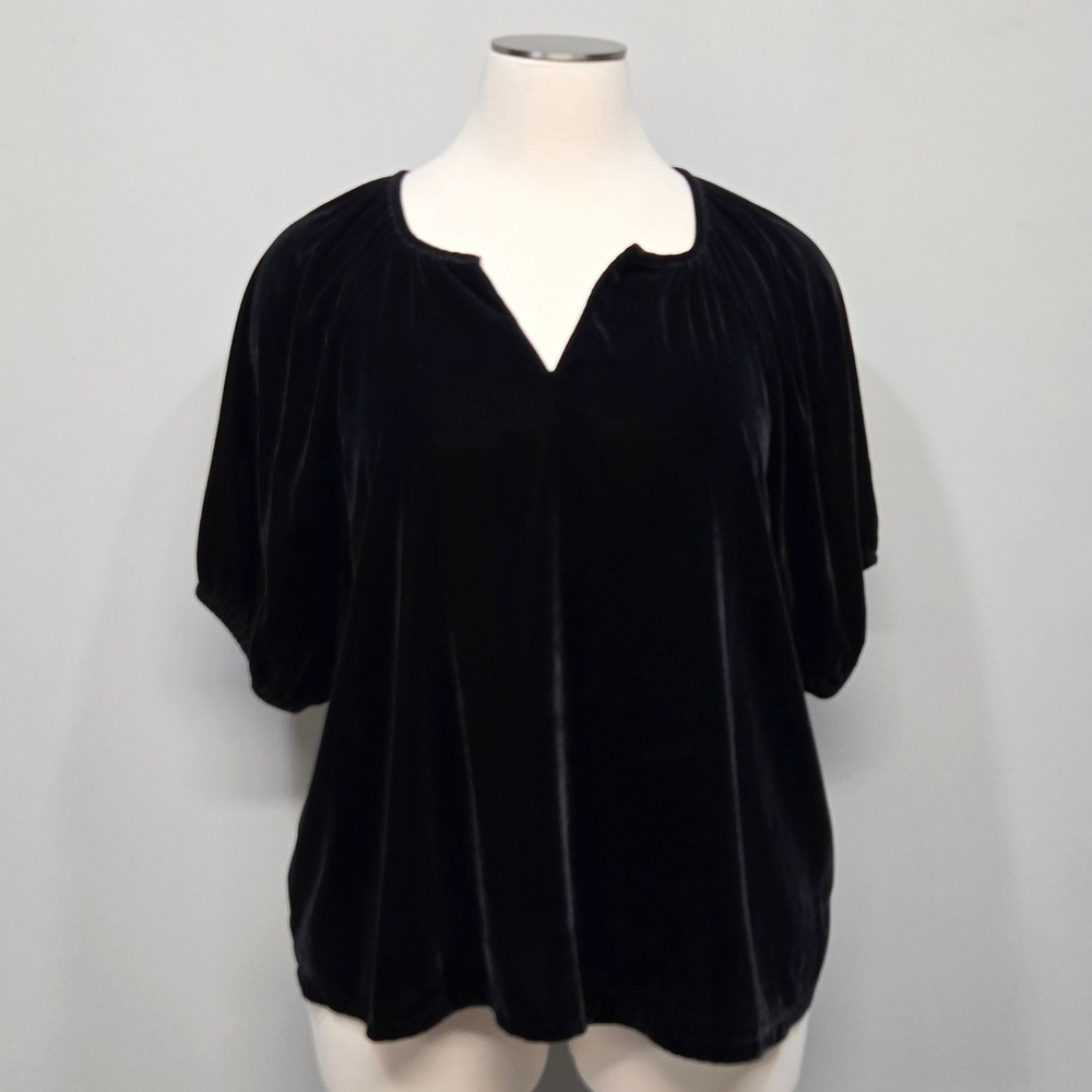Old Navy Black Velvet Peasant Top Plus Size XXL Poetcore Romantic Whimsigoth